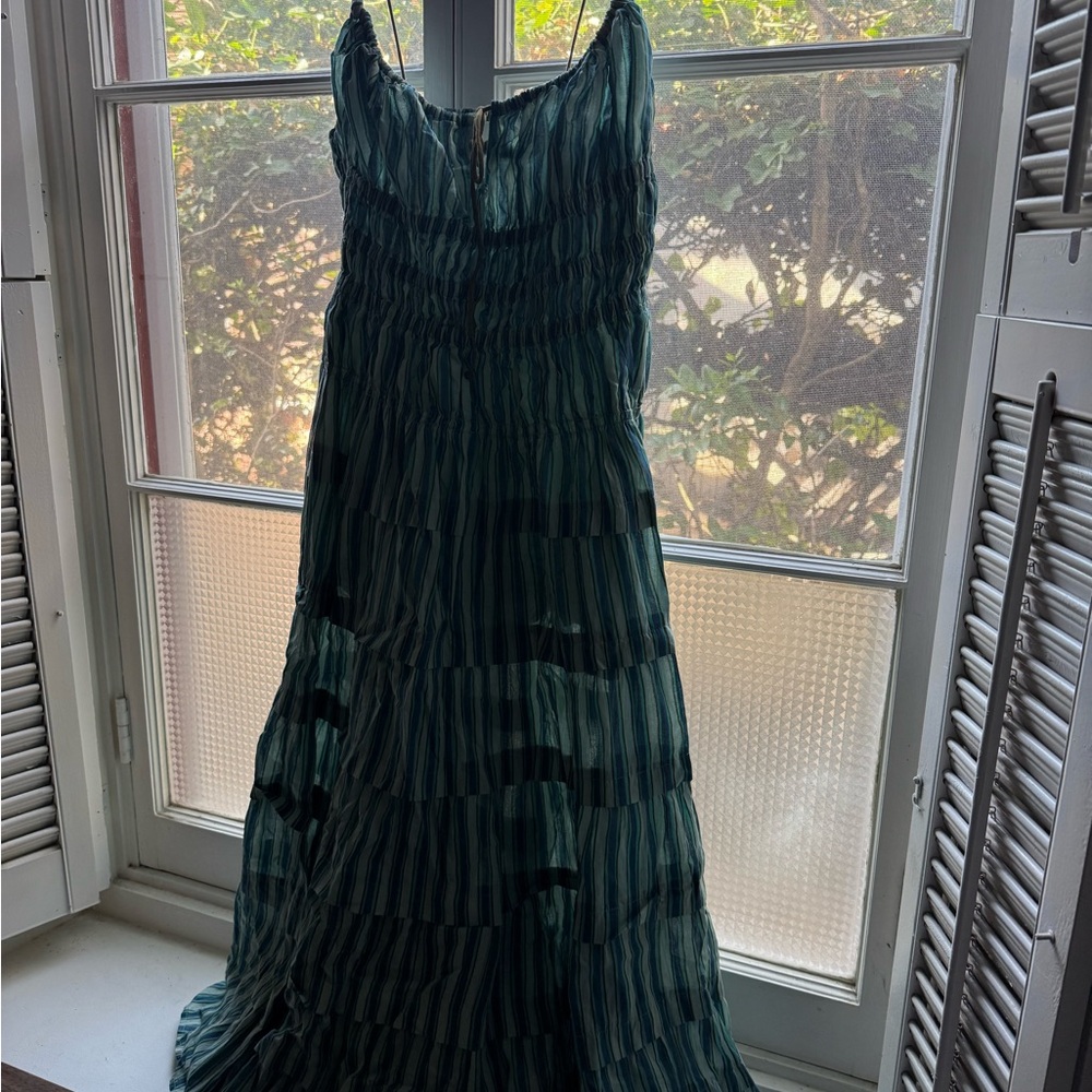 Blue and Teal Striped Beachy Free People Maxi Dress